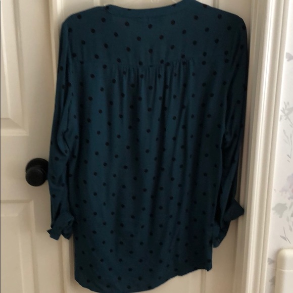 Blue Old Navy blouse with black polka dots. - Picture 3 of 4